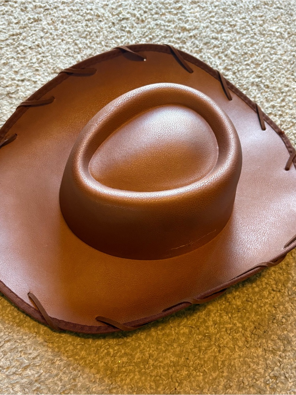 Disney Men's Brown Faux Leather Cowboy Hat Woody Toy Story Halloween World Land